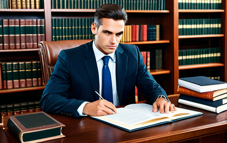 웹디자인 관련 법규 및 표준 - Business & Legal Compliance**

"A lawyer in a professional office, reviewing documents related to we...