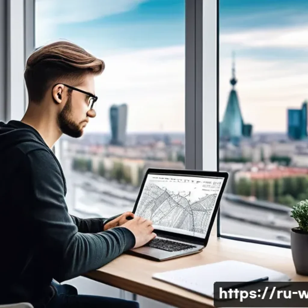 웹디자인 연봉 협상 체크포인트 - A modern Russian web designer workspace in Moscow, featuring a young professional with medium-length...