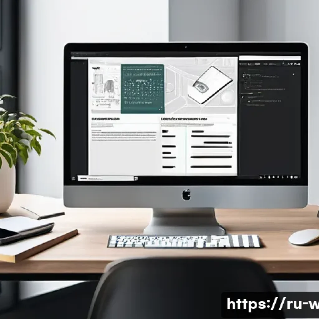 웹디자인 취업 면접 질문 - A modern web designer’s workspace showing a sleek laptop screen with a detailed UX wireframe prototy...