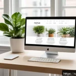 Home 23 웹디자인 포트폴리오 우수 사례 - A modern, minimalist designer’s portfolio homepage displayed on a sleek laptop screen in a cozy Scan...